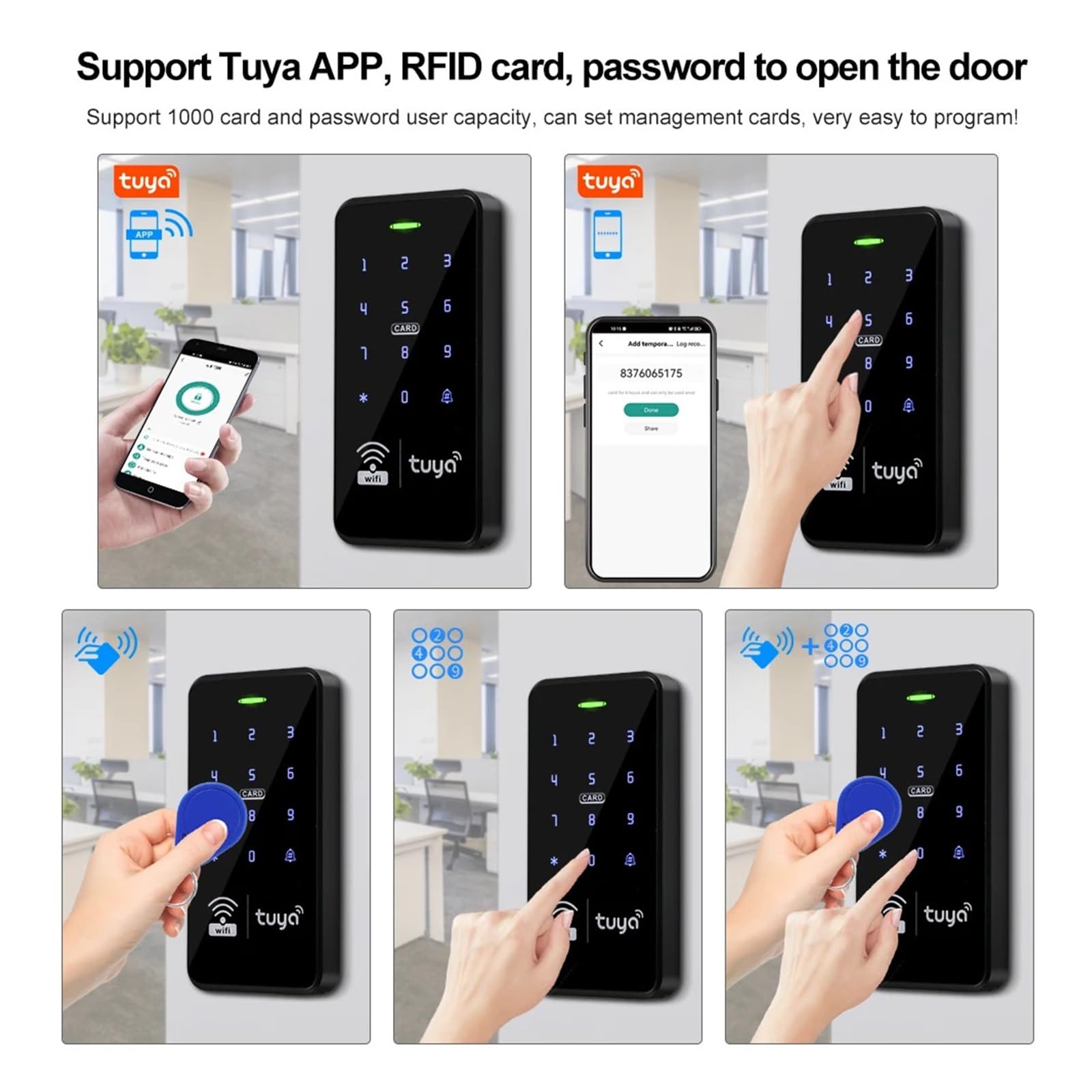 Klawiatura kontrolera dostępu Wi-Fi Smart IP68 Wodoodporna klawiatura dotykowa Blokada hasła Aplikacja Pilot zdalnego sterowania, Europejski standard dopasowania(Black Keypad ONLY)