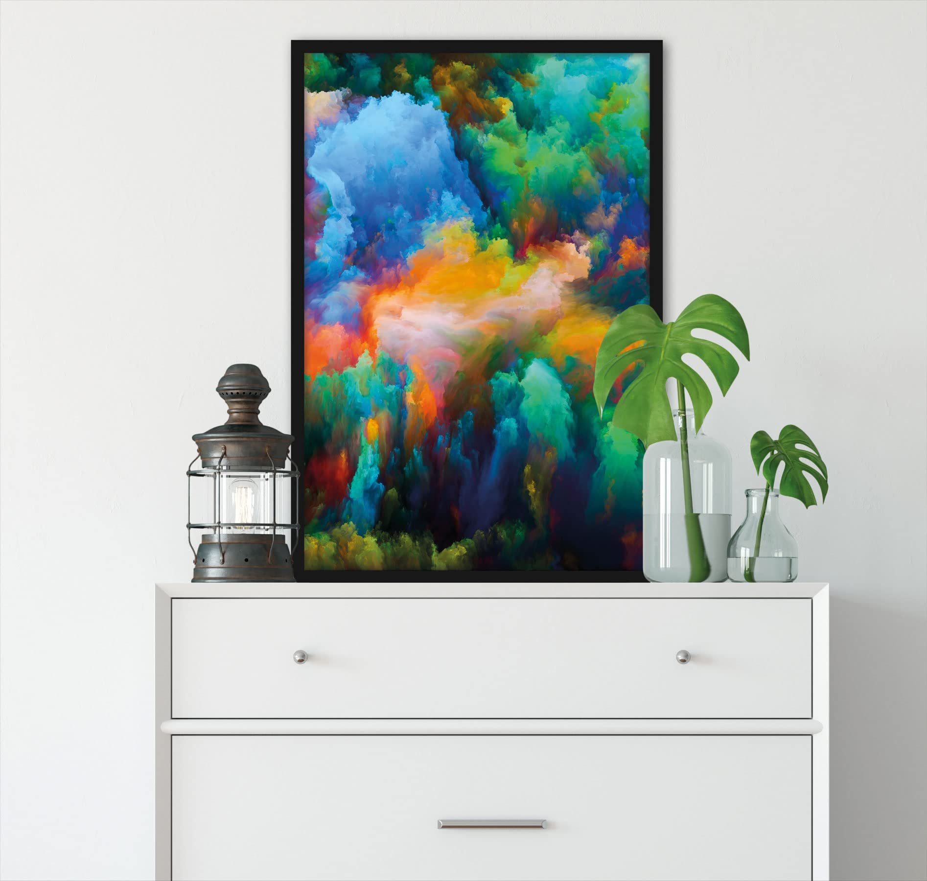 Farbflash Holi - Poster con cornice, 100 x 70 cm, stampa artistica incorniciata