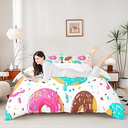 Miniatura 178 de Feelyou Juego de funda de edredón con estampado floral en 3D para niñas y niñas, elegante, con estampado floral morado, romántico, con purpurina