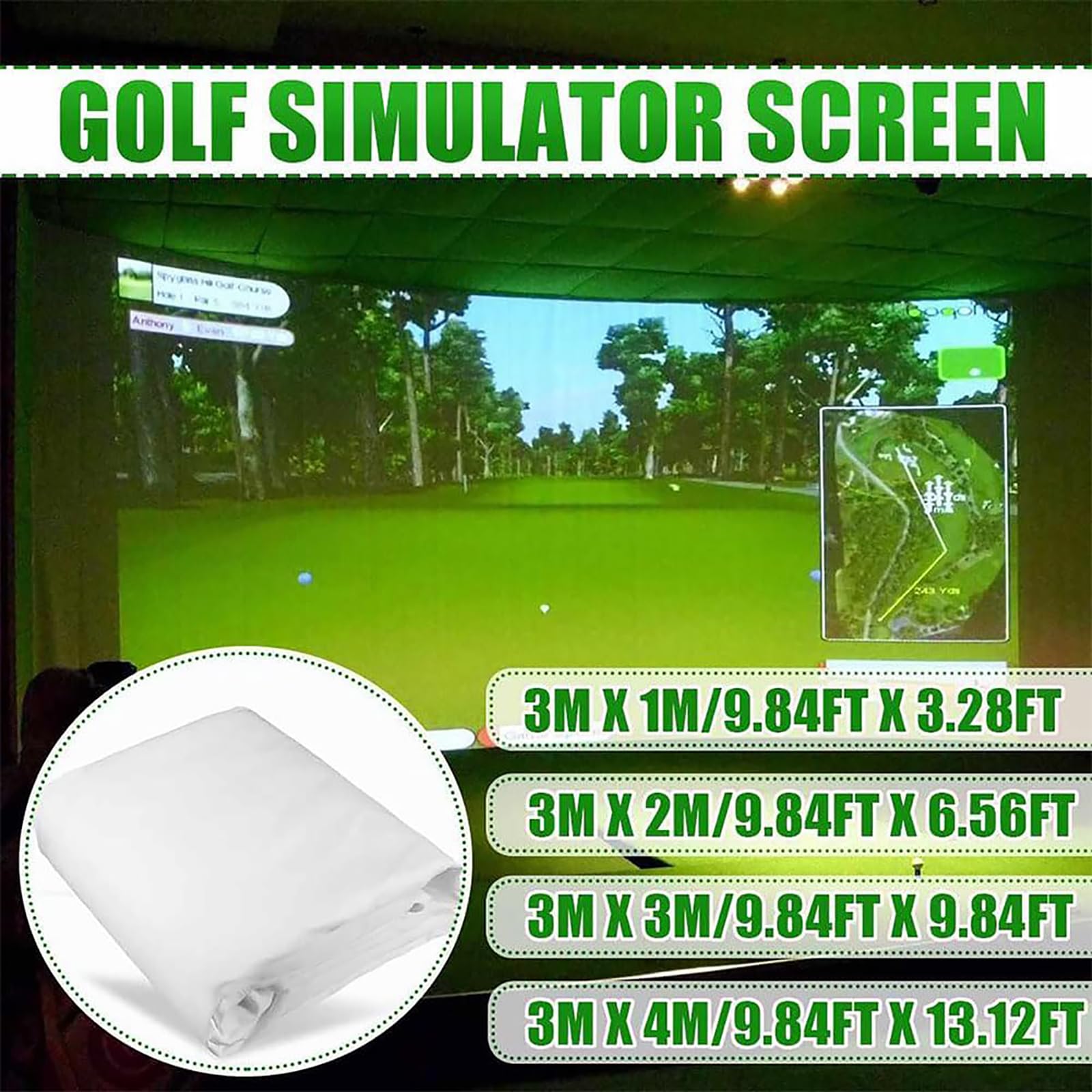 Golf Simulator Impact Screen, Installed On Golf Hitting Net Frame, Thickened Bulletproof Anti-Impact Projection Cloth Target Cloth, for Indoor and Outdoor Golf Training