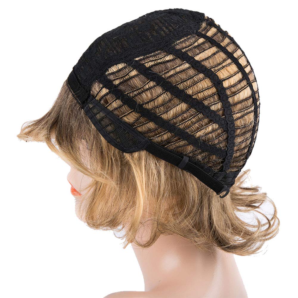 Moda signore parrucche sintetiche per le donne Capelli corti Oro Soffici Leggermente ondulato riccio Breve