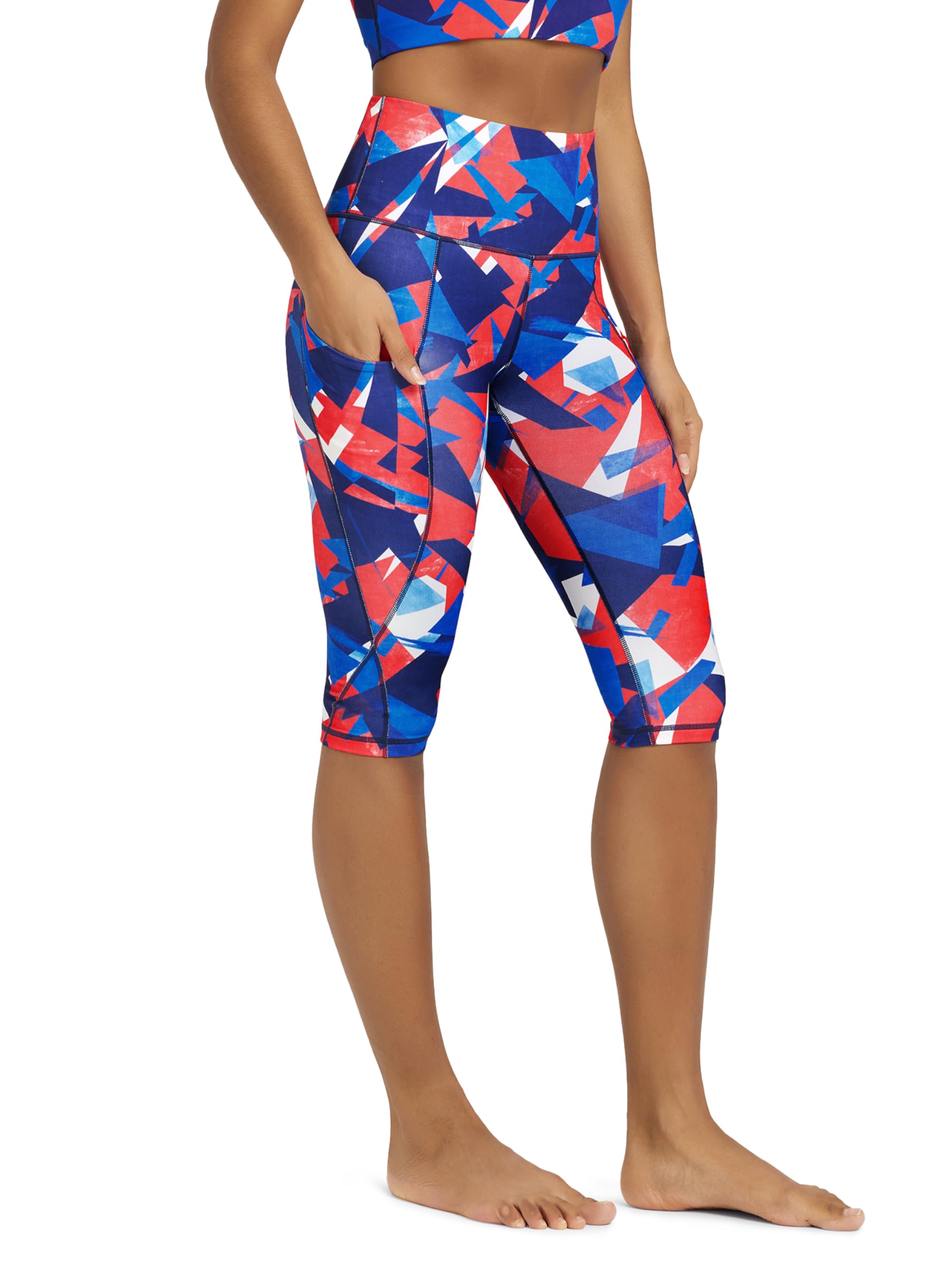 ODODOS Women's High Waisted Yoga Capris with Pockets, Tummy Control Non See Through Workout Athletic Running Capri Leggings