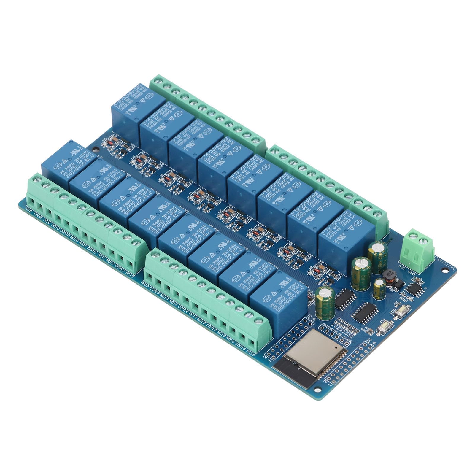 Scheda Modulo di relè a 16, Integrato in Integrazione ESP32-WAROM-32E, Flash 4M, Potenza 5-12 V, Controllo della Casa Intelligente, 16, AC250V, DC30V, Porte I/O WiFi BLE, per