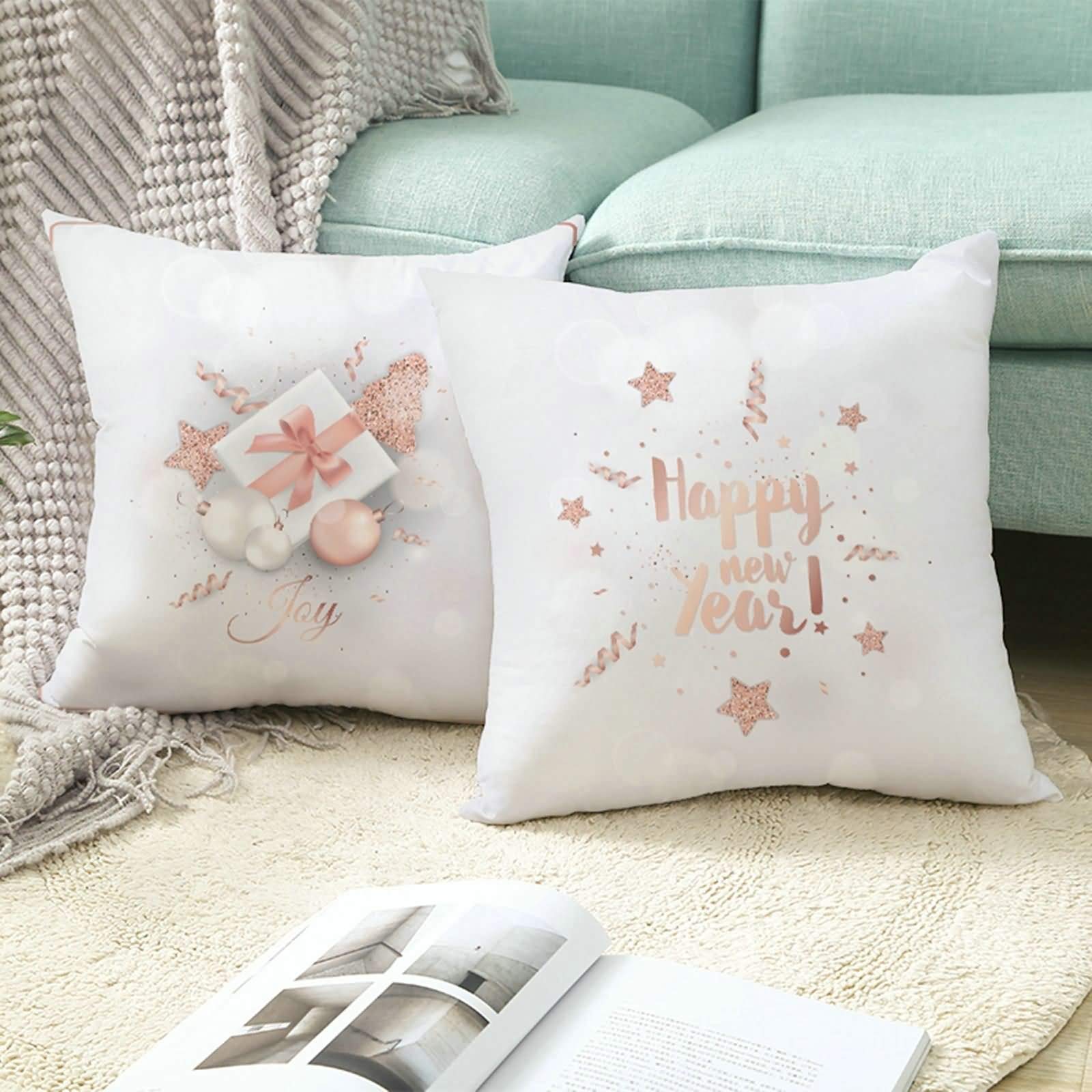Federa per cuscino per bambini, 5 pezzi di Natale per bambini personalizzati Ball Star Tree 50 x 50 cm Decorazioni natalizie per soggiorno