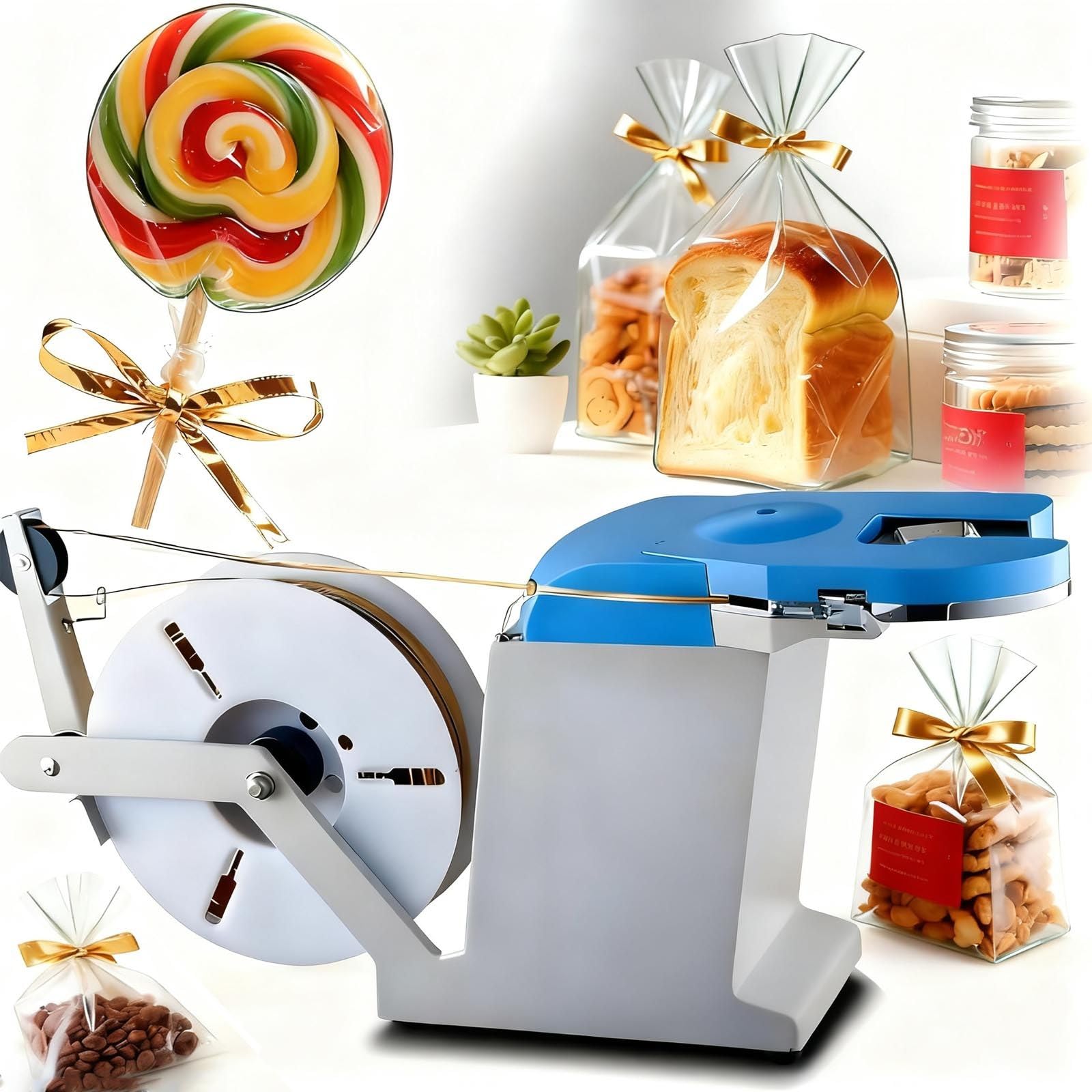 ASerZenith Automatic Bread Bag Twist Tie Machine, Candy Bag Sealing With 200Mm Tightening Circle For Bread, Toast, Toy Bags