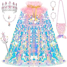 Meland Mermaid Cape for Princess Dress Up, Toy Gift for Girls Ages 3-8 