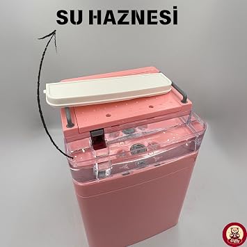 Oyuncak Buharlı Sesli Işıklı Kahve Makinesi Pilli Gerçekçi Su Akışlı Renk Değiştiren Bardaklı Mini Barista Seti (Pembe)