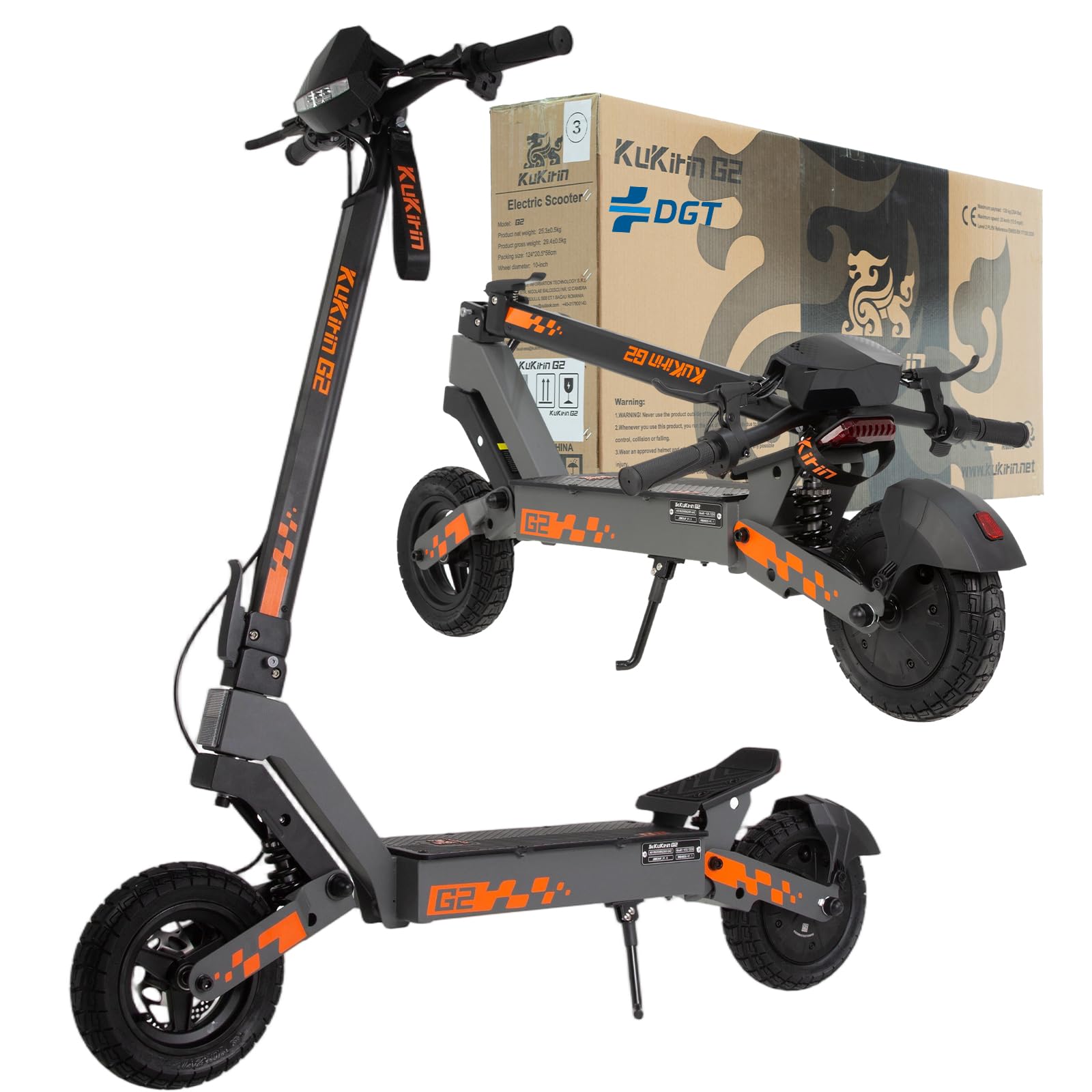 Kukirin G2 Trottinette Electrique Adulte,Jusqu’à 55 km Batterie 48V 15.6Ah,Pneus Tubeless 10 Pouces Tout Terrain Trottinette Électrique Pliable, Double Suspension Double Frein à Disque