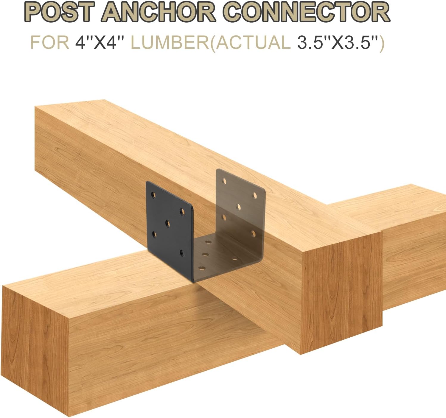 4 PCS Heavy Duty Steel Half Post Base,4x4 Post Anchor Connector,Joist Hanger Brackets Support,Roof Post Cap Tie Brackets for Wood House or Light Steel Frame