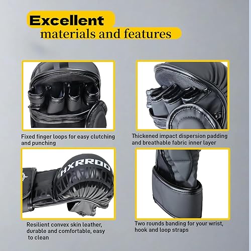 Miniatura 3 de Guantes MMA Sparring Grappling, guantes de kickboxing, guantes híbridos de palma abierta para artes marciales, peso ligero para artes marciales,