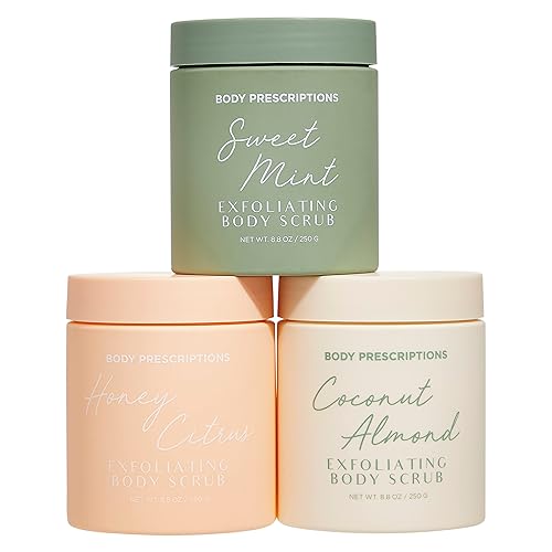 Miniatura 1 de Body Prescriptions Trío de exfoliante corporal (miel cítrica, almendra de coco y menta dulce)