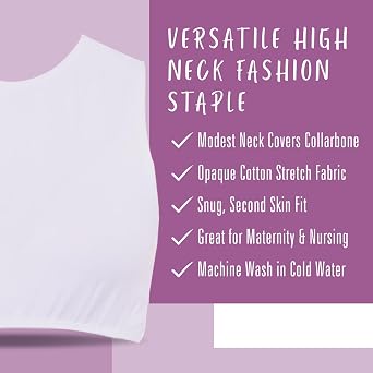 Kosher Casual Modest High Neck Cropped Tank Layering Shell Modesty Panel for Women Crop Tank for Low-Cut Dresses & Tops