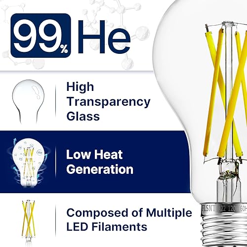Miniatura 5 de FLSNT Bombillas LED Edison equivalentes a 100 W, luz diurna de 5000 K, bombillas LED A21 regulables de 12 W, 1600 LM, CRI90, base E26, paquete de 8