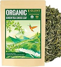 GLDNT Organic Green Tea, Loose Leaf, High Mountain, Smooth & Delicate Flavor, Caffeinated, 16oz