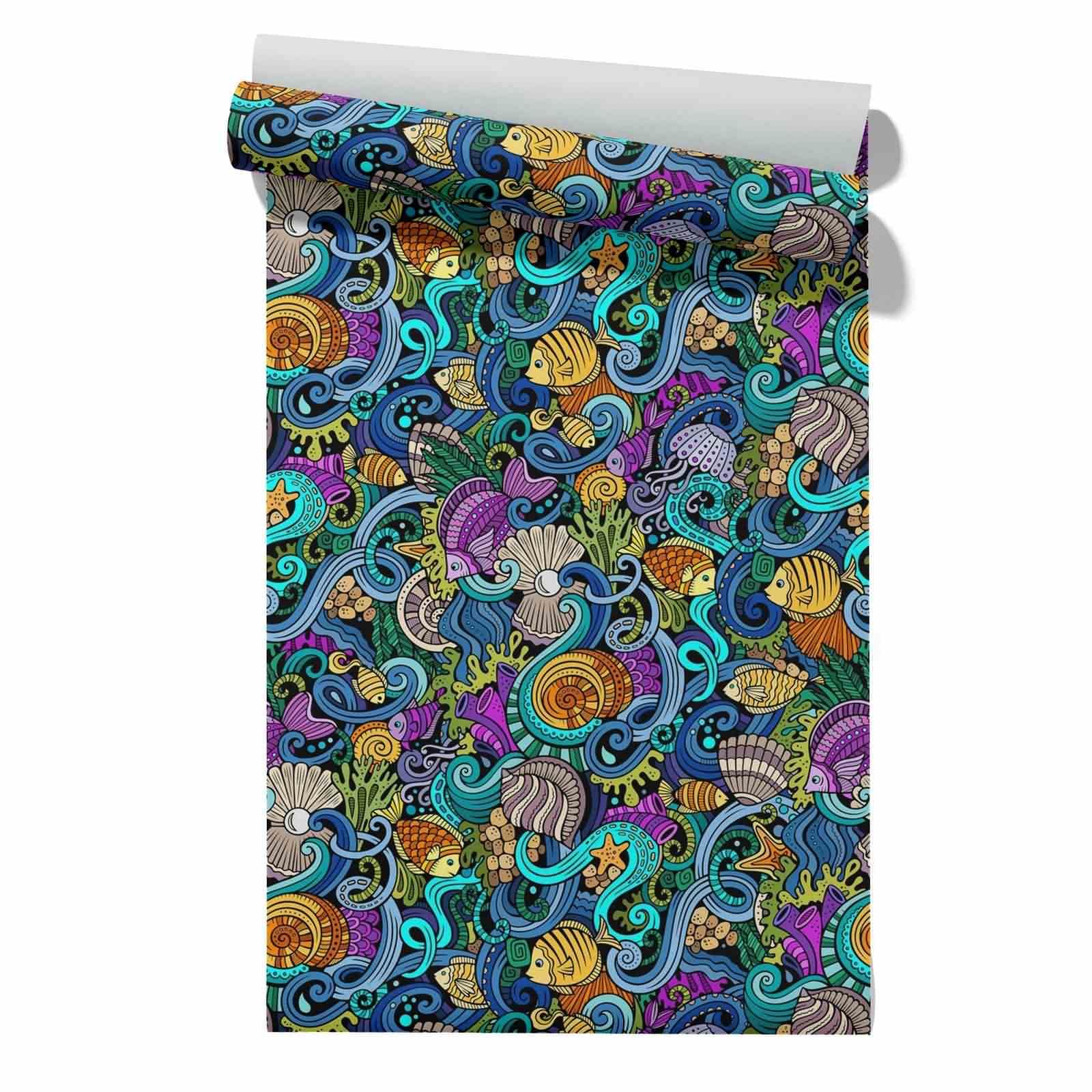 Cevan Style 2 Gaming Wallpaper Drawer Liner Contact Fish, Shellfish, Starfish Personalized Hip-Hop 45X300cm