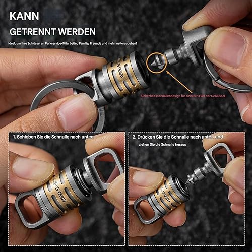 Miniatura 15 de TISUR Llavero giratorio de titanio de liberación rápida, llavero desmontable para llaves de automóvil Llavero desmontable púrpura,1 llavero