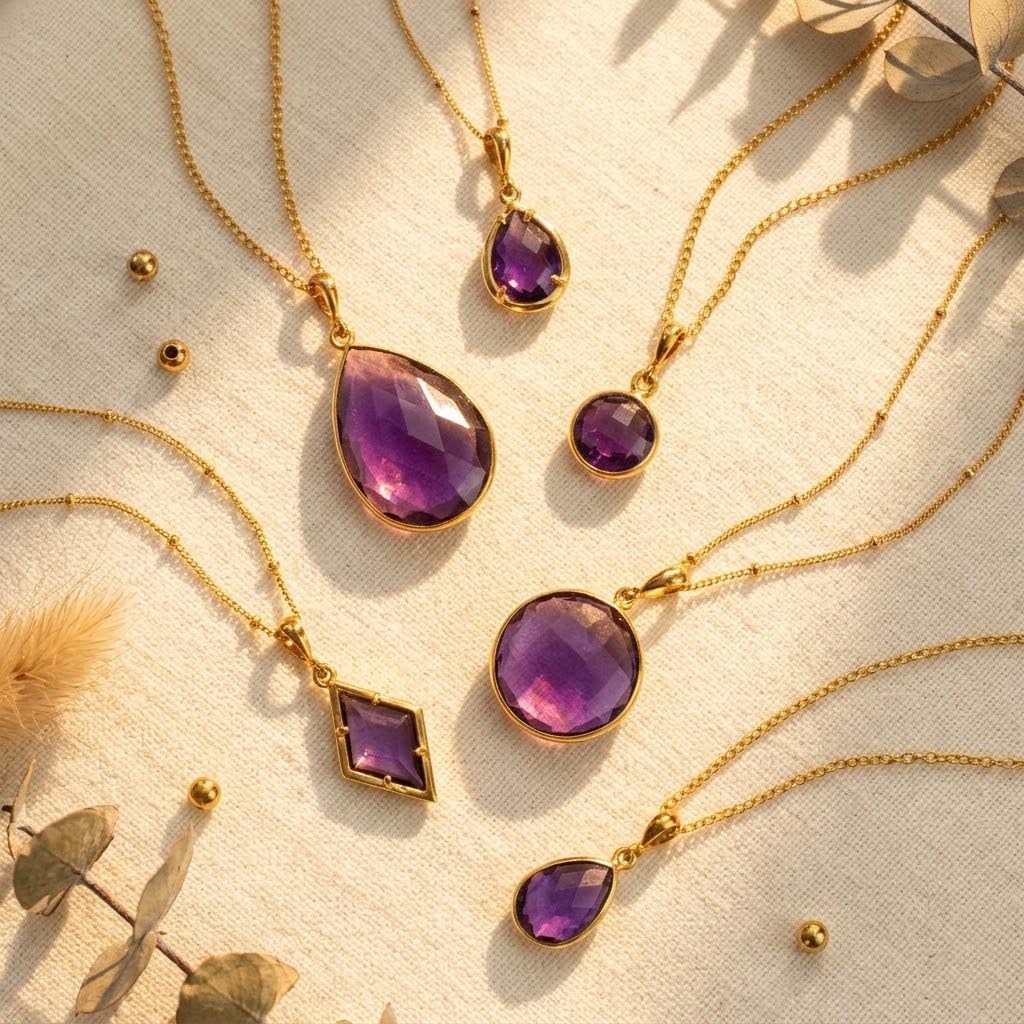 Danique Jewelry Purple Amethyst Necklace, February Birthstone Necklace