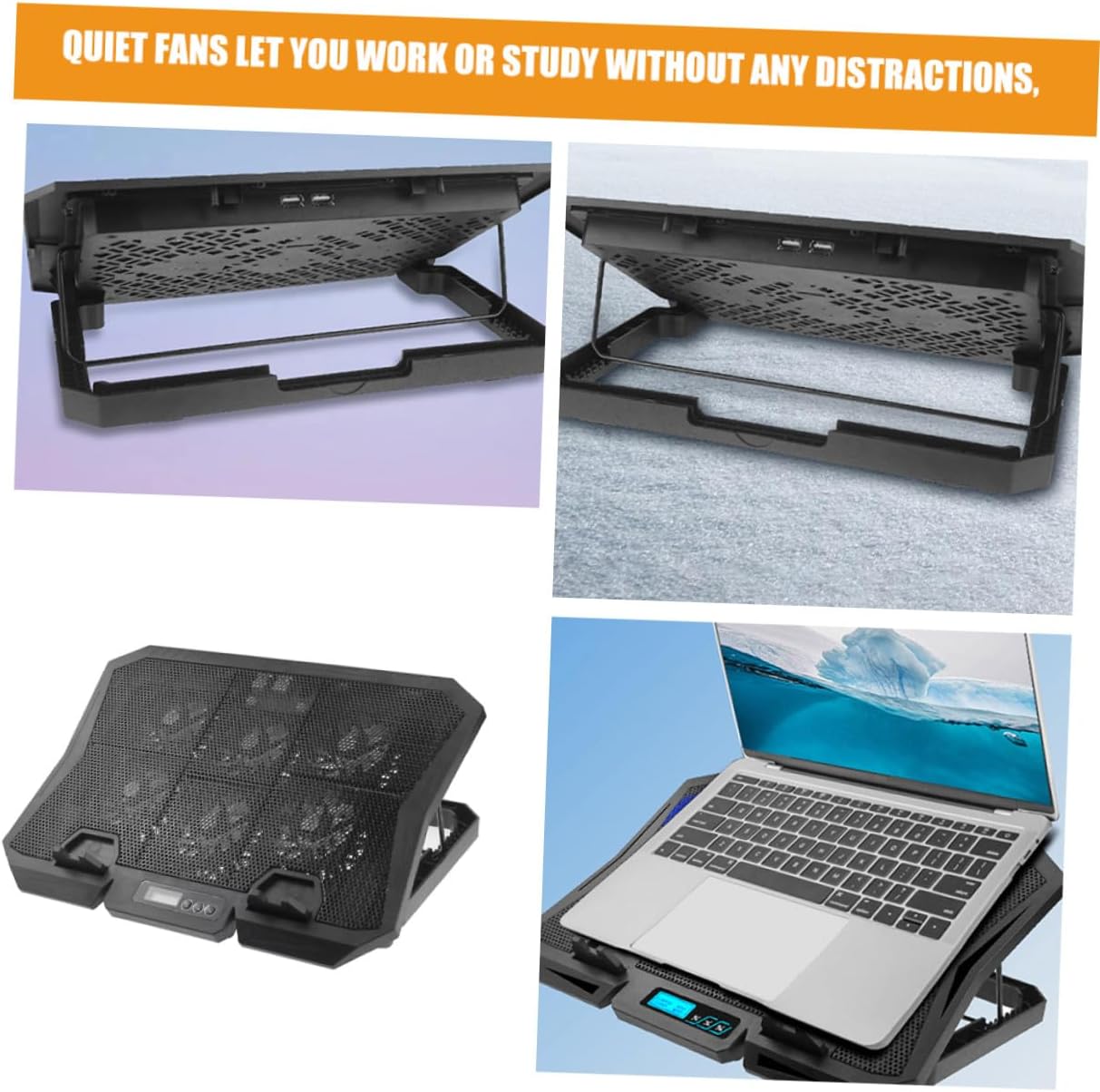 Laptop Cooling Stand with 6 Quiet Fans 15.6 Inch Adjustable Speed Blue Light Cooling Pad for Gaming and Office Use Portable Laptop Cooler Holder
