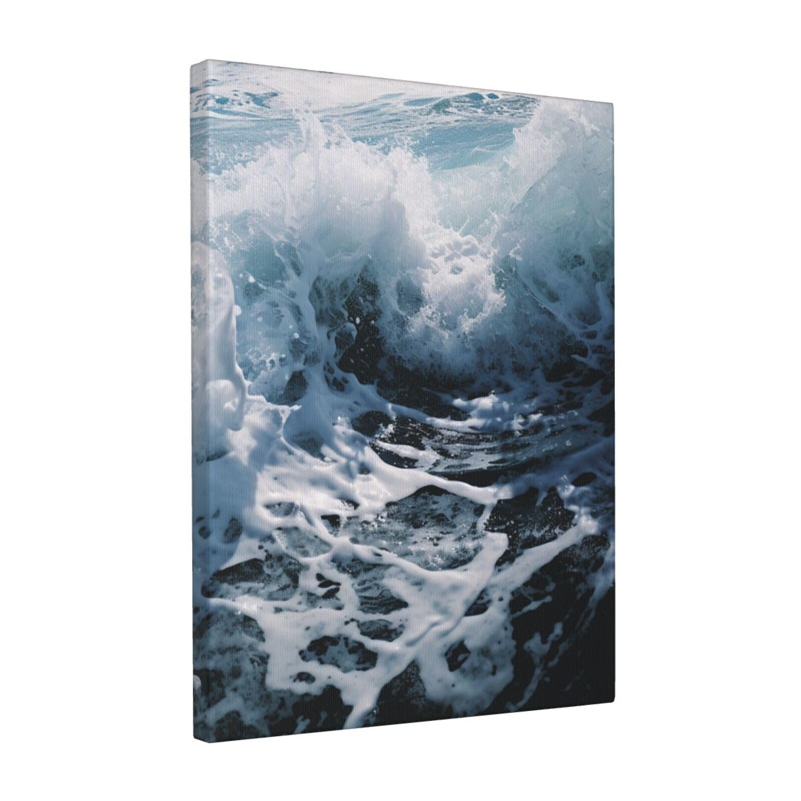 FodPand Ocean Splash Foam Canvas Wall Art for Living Room Wall Decor 12"x16" Modern Artwork Painting Pictures Hanging Canvas Prints Aesthetic Wall Art for Bedroom Bathroom Office Wallart Decor