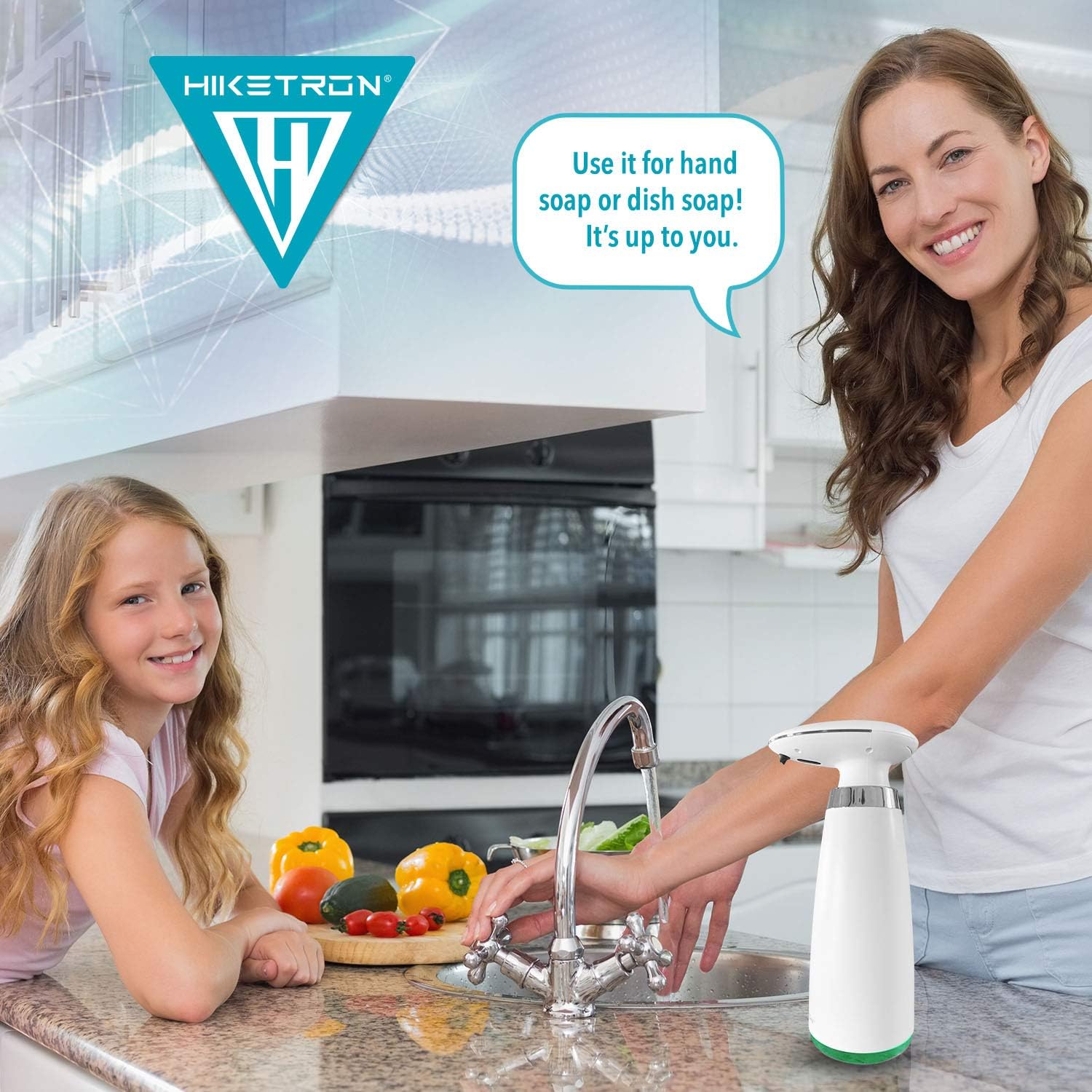 Hiketron Countertop Touchless Hand & Dish Liquid Soap Dispenser| Waterproof| Adjustable Dispensed Volume| Battery Operated Drip Free Spout| Clog-Free Technology (11.8 fl. Oz/350 mL)