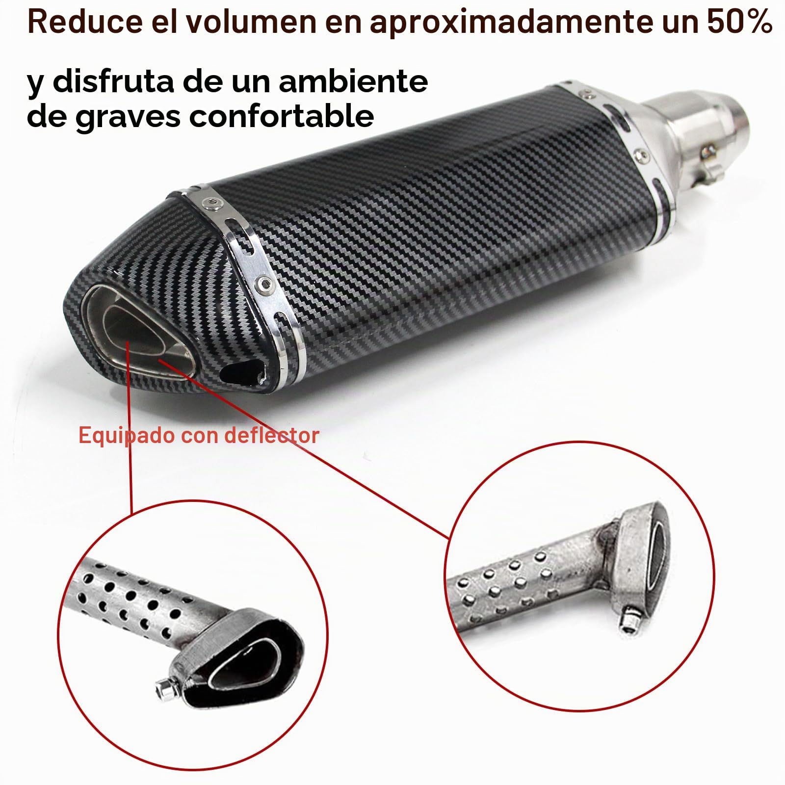 38-51mm Universal Motocicleta Silenciador Tubo de Escape Slip-on Silenciador de Acero Inoxidable Colorido Pequeño Hexagonal Diagonal Cola de Escape Silenciador Adecuado Para Scooter ATV