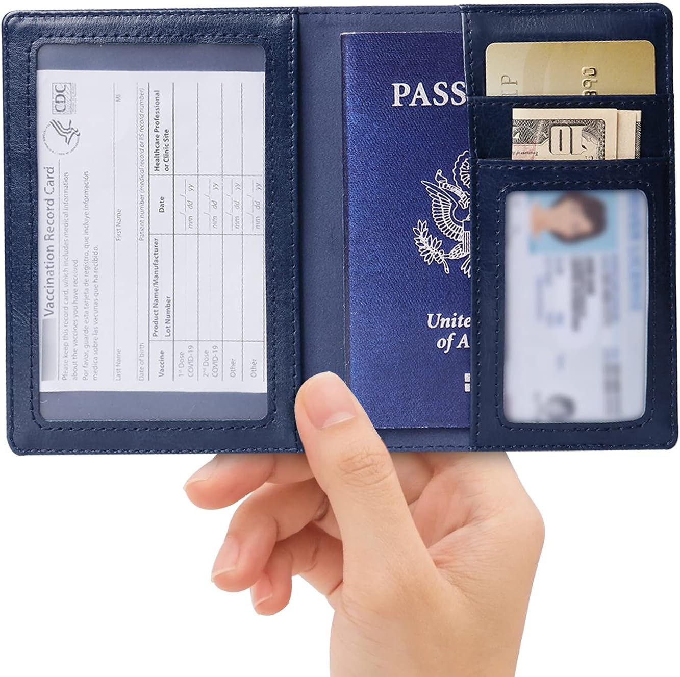  | Passport and Vaccine Card Holder Combo Cover TOOVREN Vaccine Card Protector Pouch Upgraded Passport Wallet PU Leather Passport Holder With Vaccine Card Slot for Women MenBlue | Passport Wallets