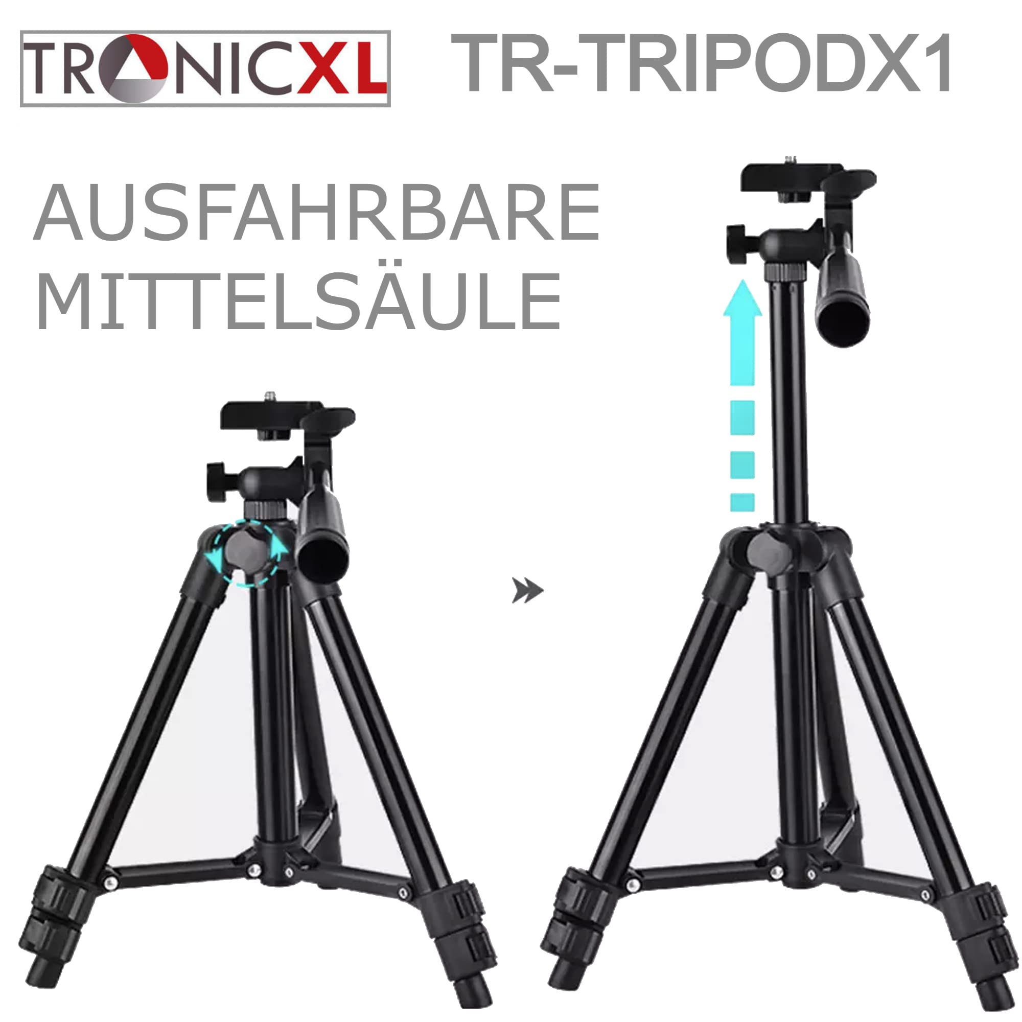 TronicXL Bâton de tir 30-63 cm - Trépied support pour objectif - Support pour fusil - Trépied - Accessoires de paintball