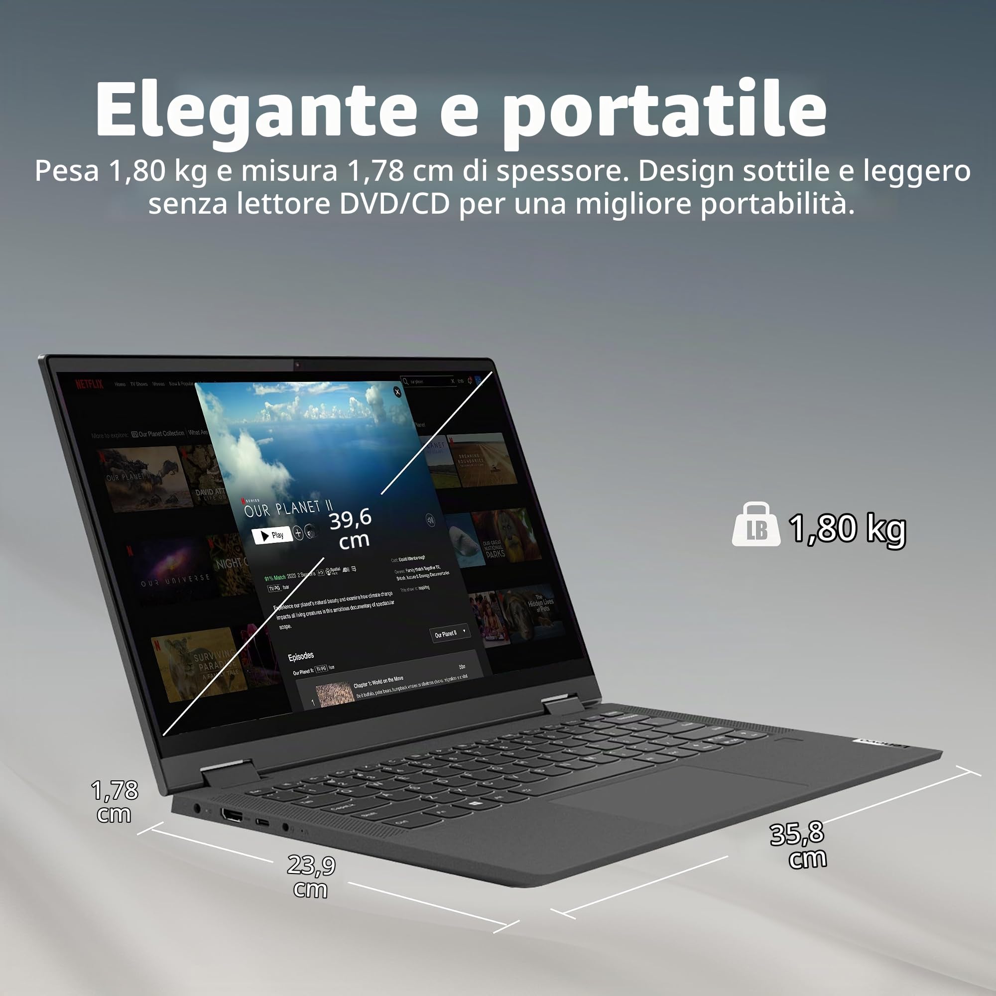 Lenovo IdeaPad Flex 5 - Computer portatile touchscreen FHD da 15,6", Intel Core i5 1135G7, 8 GB di RAM, SSD da 256 GB, Intel Iris Xe, tastiera retroilluminata, lettore di impronte digitali, webcam HD,