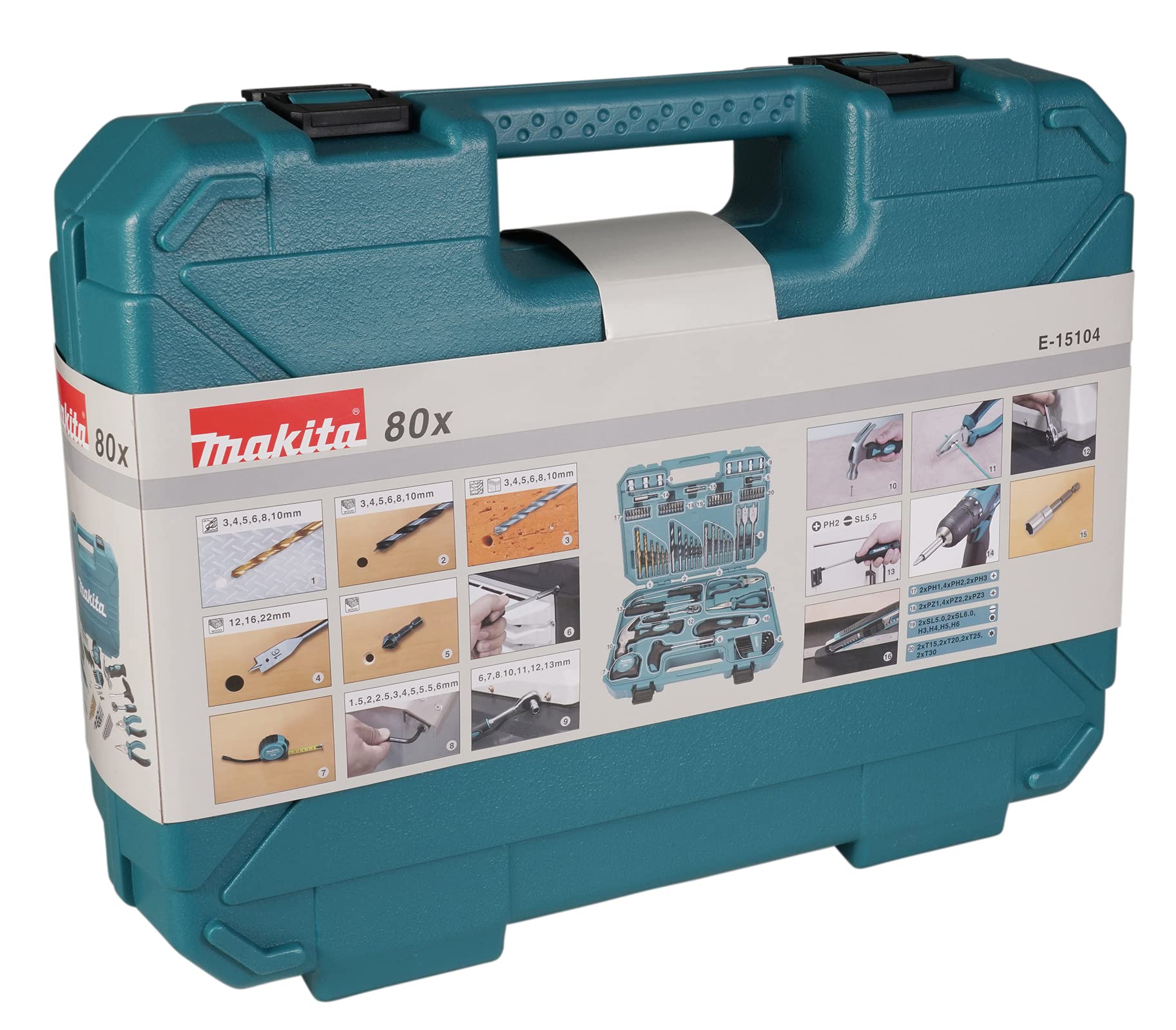 Makita E-15104 80-częściowy zestaw narzędzi ręcznych i bitów