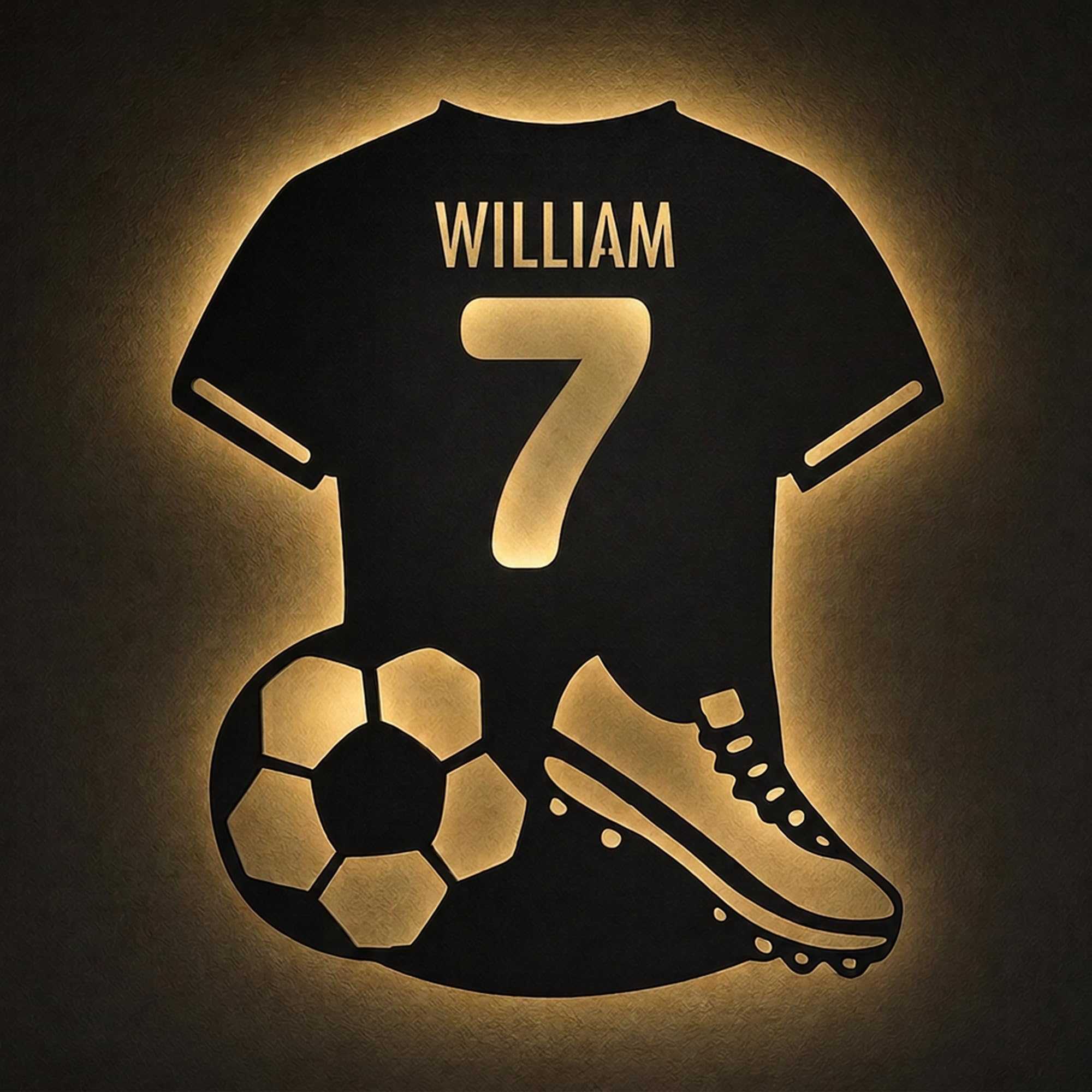 Personalised Football Jersey Neon Sign, Custom Player Name and Number, Light Up Sign with 7- or 16-Color LED Neon, Sports Decor for Bedroom Party Bar, Gifts for Football Fans Player and Coaches