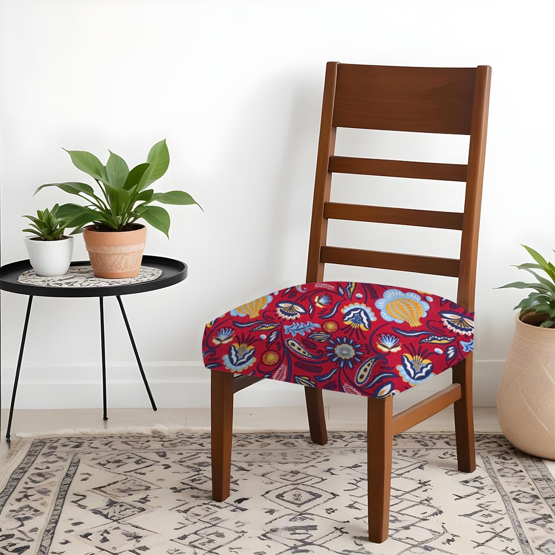 HOTKEI Pack of 2 Red Floral Print Dining Chair Seat Cover 200GSM Fabric Elastic Magic Chair Cover Stretchable Protector Slipcover for Dining Table Chair Cover Set of 2 Seater (B0DCFZ1KCQ) Amazon Price History, Amazon Price Tracker