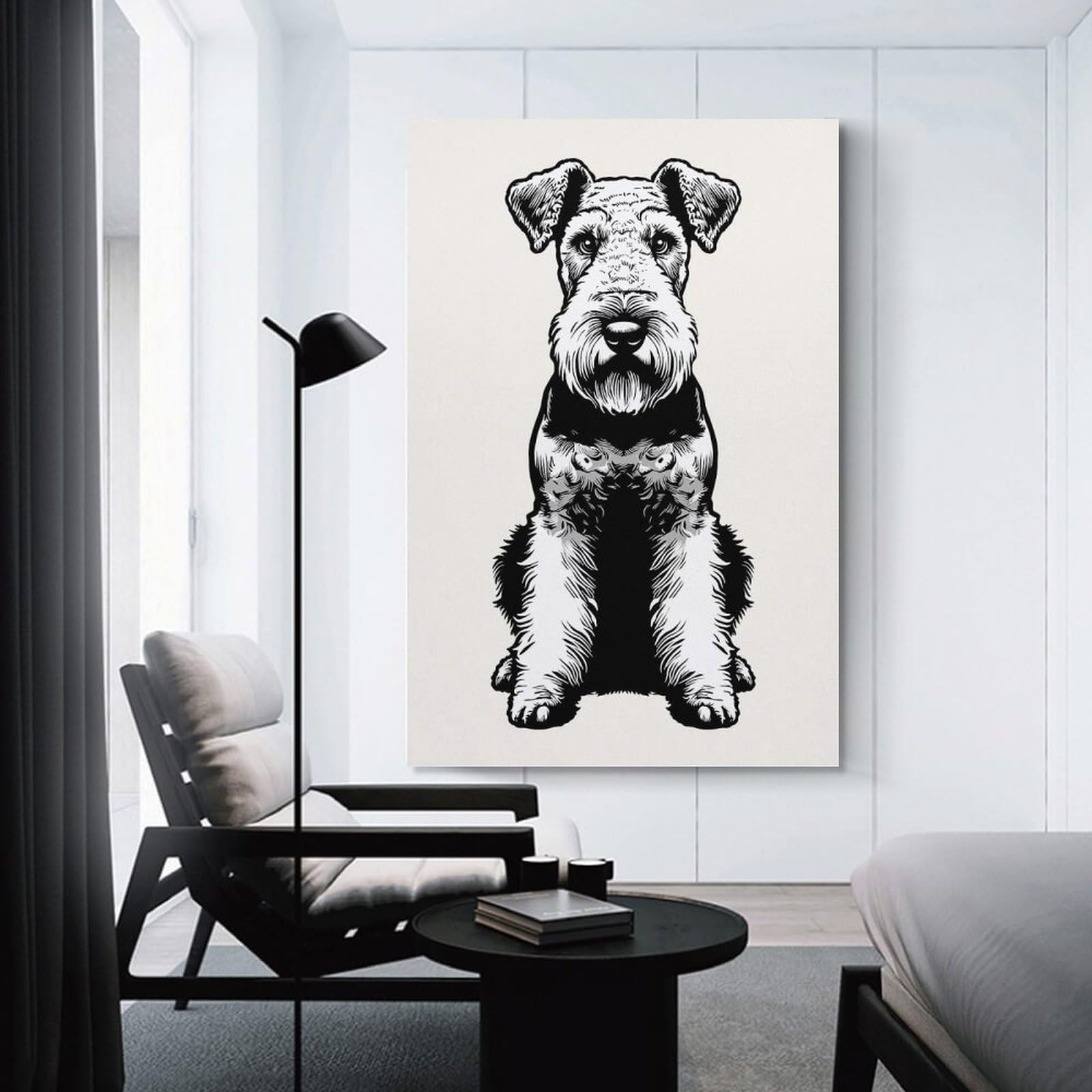 Junmoney Airedale Terrier(2) Canvas Wall Decor 24x36inch(60x90cm), for Entrance Walls, Hall Decor Or Foyers, Wall Decor to Refresh Empty Corners