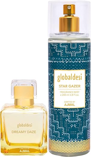 Global Desi Dreamy Daze Eau De Parfum 50ML & Star Gazer Body Mist 200ML Pack of 2 for Women Crafted by Ajmal