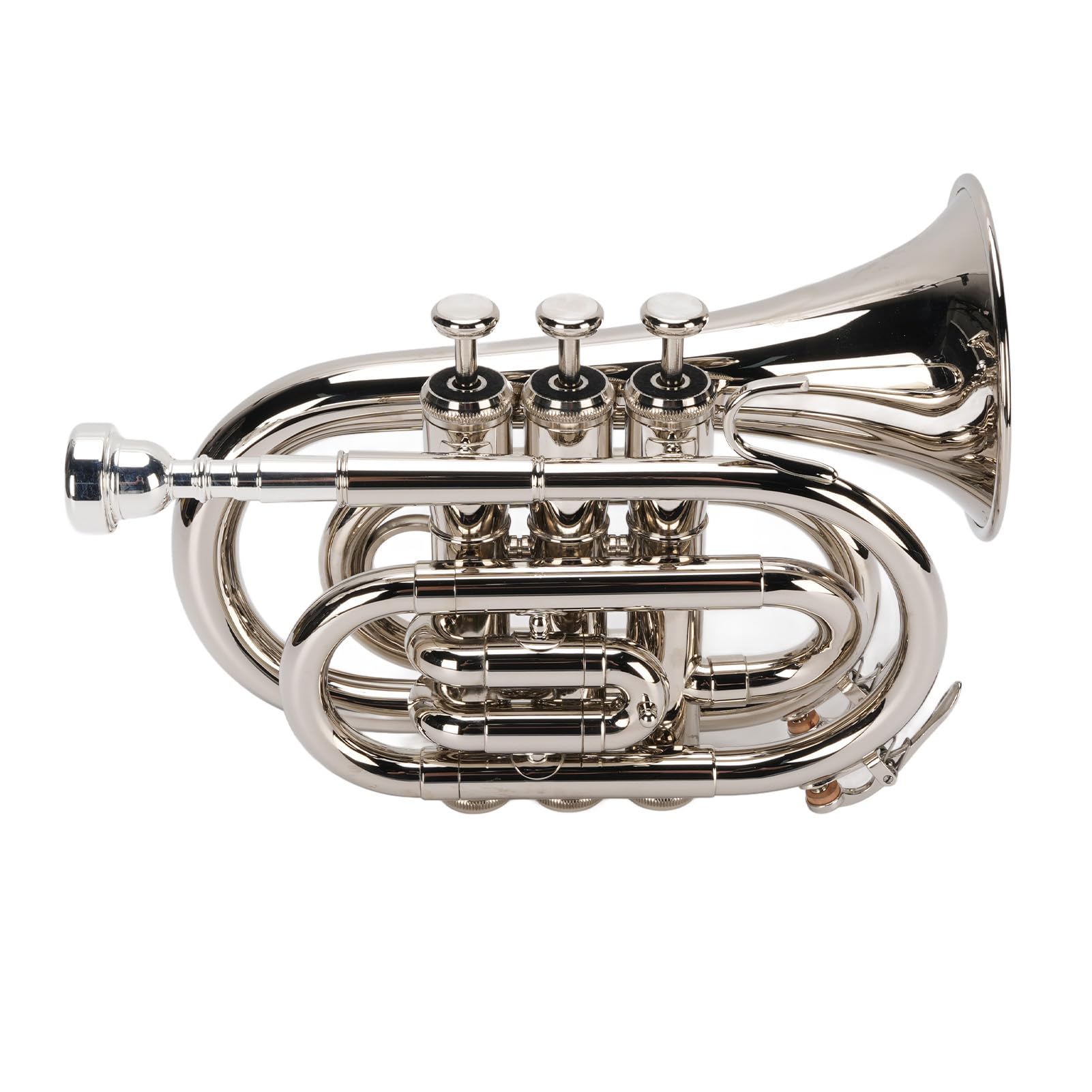 Bb-Trompete, N plattierte Basstrompete Ergonomische tragbare Bb-Taschentrompete für Anfänger, Studenten, Reisende und Profis, doppeltes Entwässerungsventil