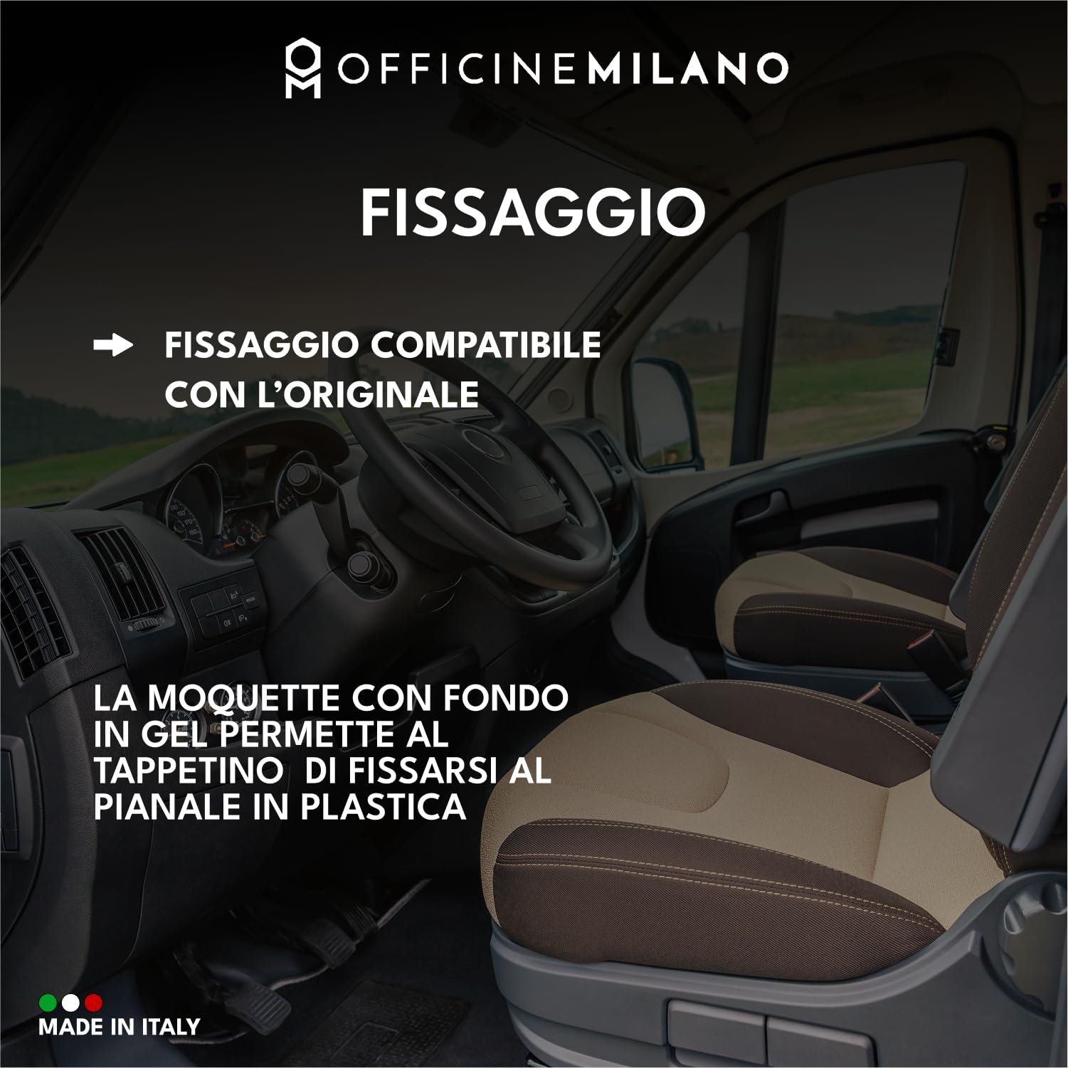 Tappeto per CAMPER Ducato-Jumper-Boxer, Compatibile con Modelli dal 2007 - Alta Qualità - Made in Italy - OFFICINE MILANO