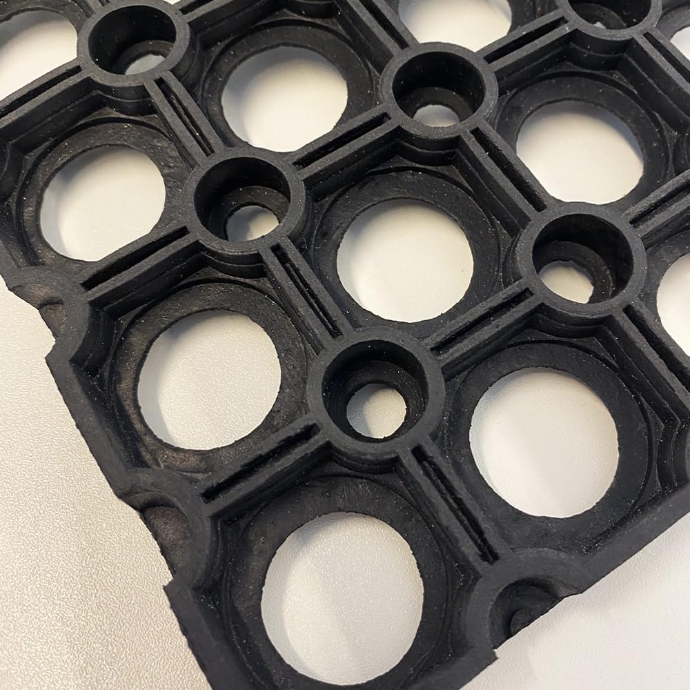 OLIVO.Shop | Zerbino Robusto in Gomma per Esterno, Drenante e Antiscivolo, Tappeto a Griglia per Pioggia, Varie Misure (100x150 Latex Nero)