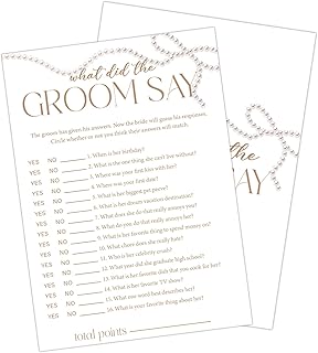 Lesixur What Did The Groom Say Bridal Shower Game 30 Guests, Pearl Couples Engagement Party Bridal Party Wedding Shower Game （5 * 7 Inches Card）- 13
