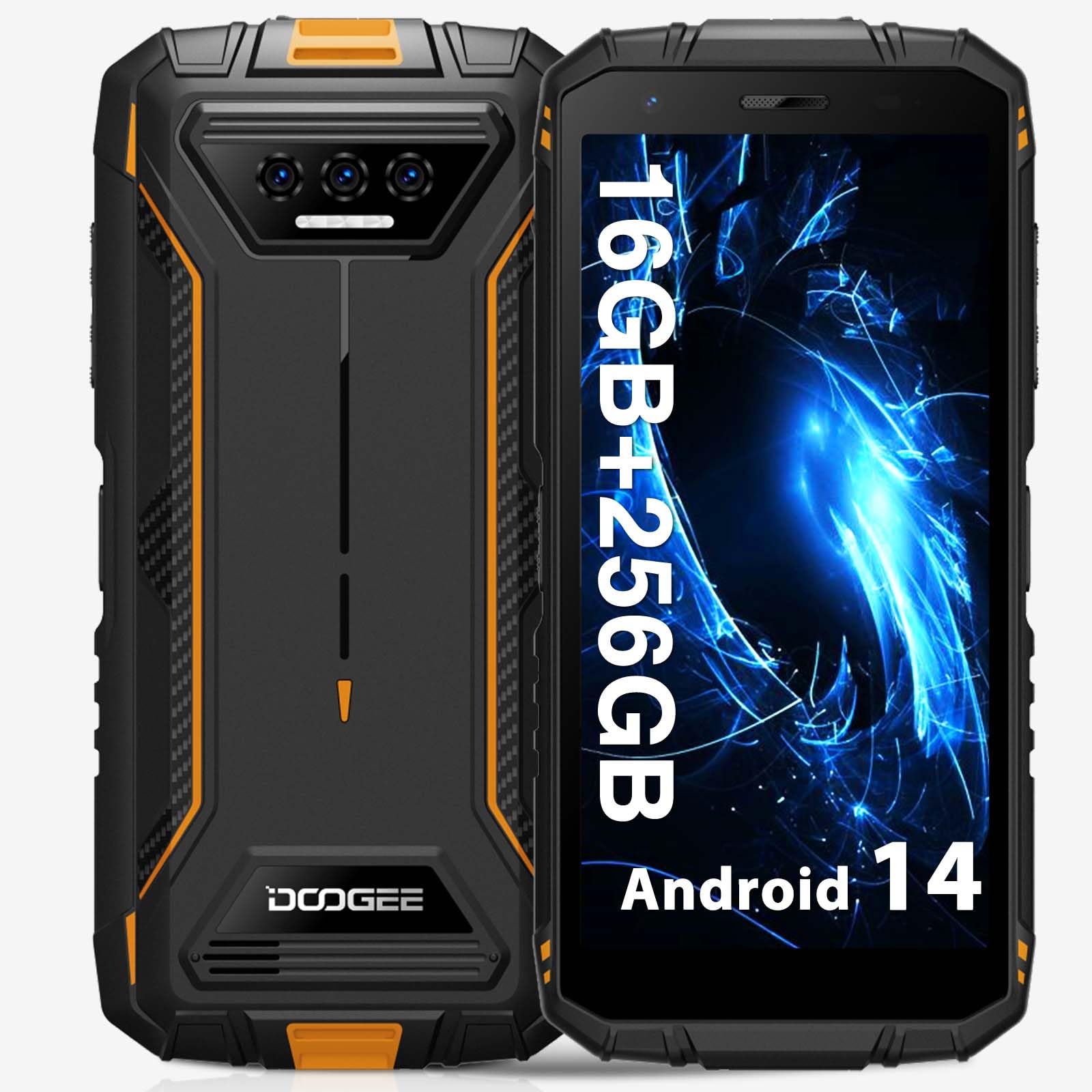 DOOGEE S41 MAX (2024) Rugged Smartphone 16GB+256GB /1TB, Smartphone Rugged Android 14, Batteria 6300mAh, 5,5''HD+ Telefono Indistruttibile, Fotocamera 13MP+8MP, IP68/69K/Dual SIM/NFC/OTG/GPS Arancio