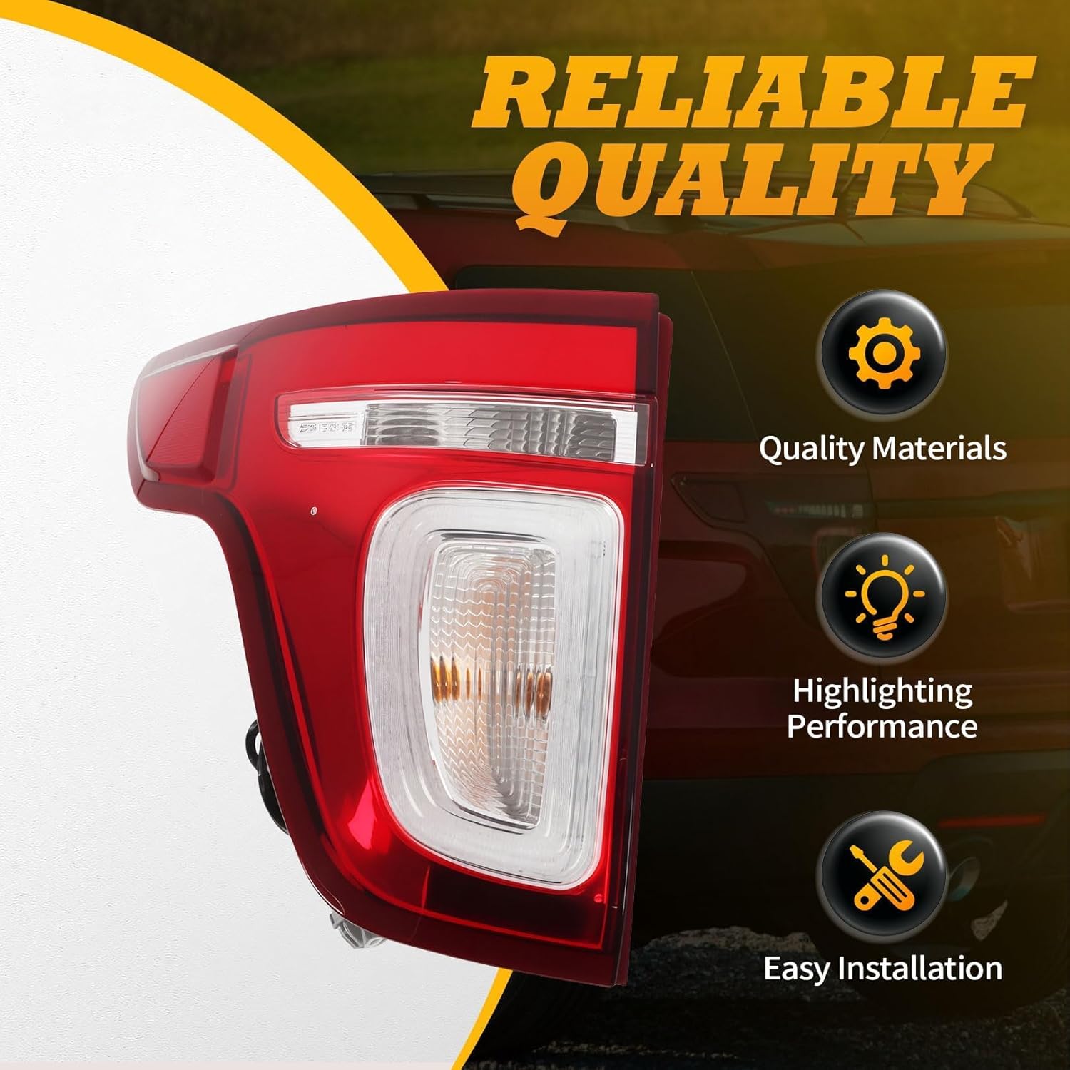 Left Tail Light Assembly Compatible with 2011-2015 Explorer Driver Side Rear Brake Lamp with bulbs Taillamp FO2800226C (Left)