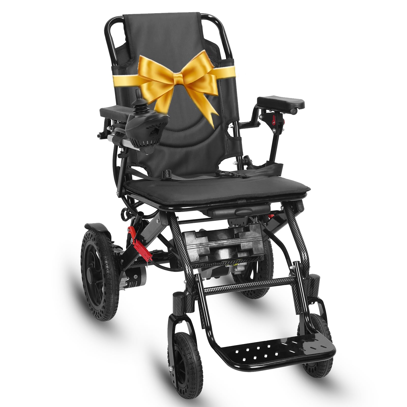Silla de ruedas eléctrica, sillas de ruedas motorizadas ligeras de 33 libras para adultos, motores duales de 500 W, batería de litio de 10 Ah, silla de ruedas plegable portátil de aluminio para viajes