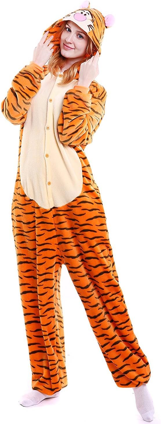 YACHUN Adult Unicorn Pajamas Animal Costume Cosplay Onesie Halloween Gift Tigger XL