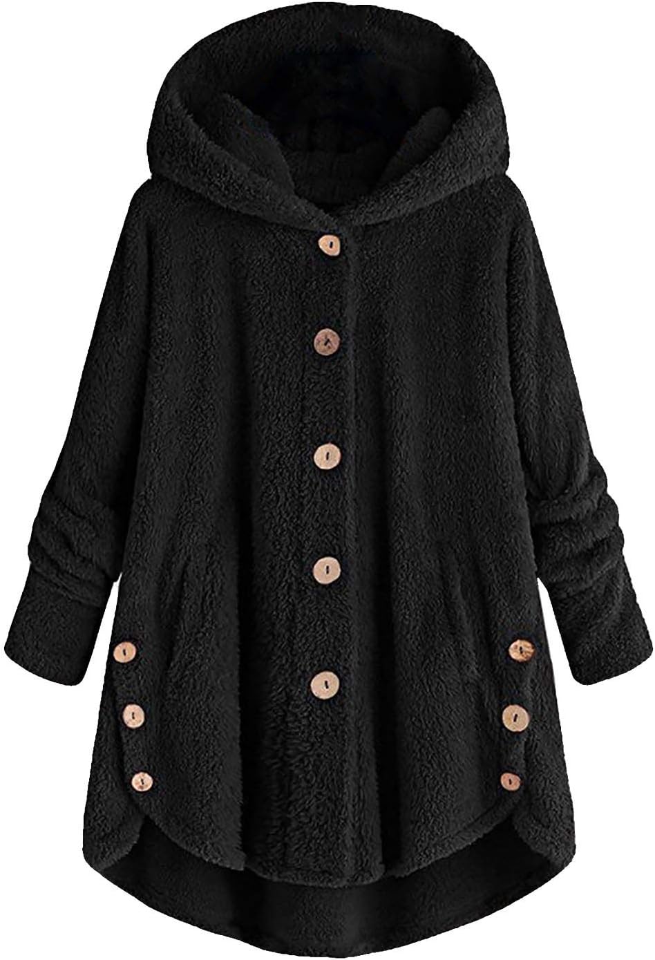 Womens Cardigan Tops Button Coat Plus Jacket Loose Winter Hooded Wool Women Plush Size Coats