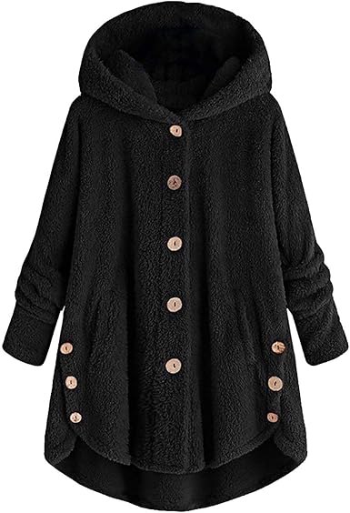 KODMNSW Fleecejacke Damen - Teddyjacke Mit Kapuze Für Herbst Und Winter