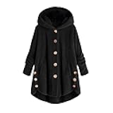 Womens Fleece Jackets Sherpa Winter Hooded Fuzzy Coats Oversized Button Down Cardigan Sweater Warm Jacket with Pocket