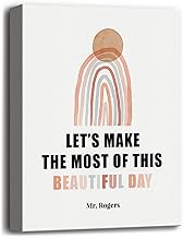 Canvas Wall Art Mr. Rogers Inspirational Quote Decor, Let’s Make the Most of This Beautiful Day, Motivational Wall Art, Farmhouse Rustic Funny Wall Decor, Gift for Home Decor Size 12x15