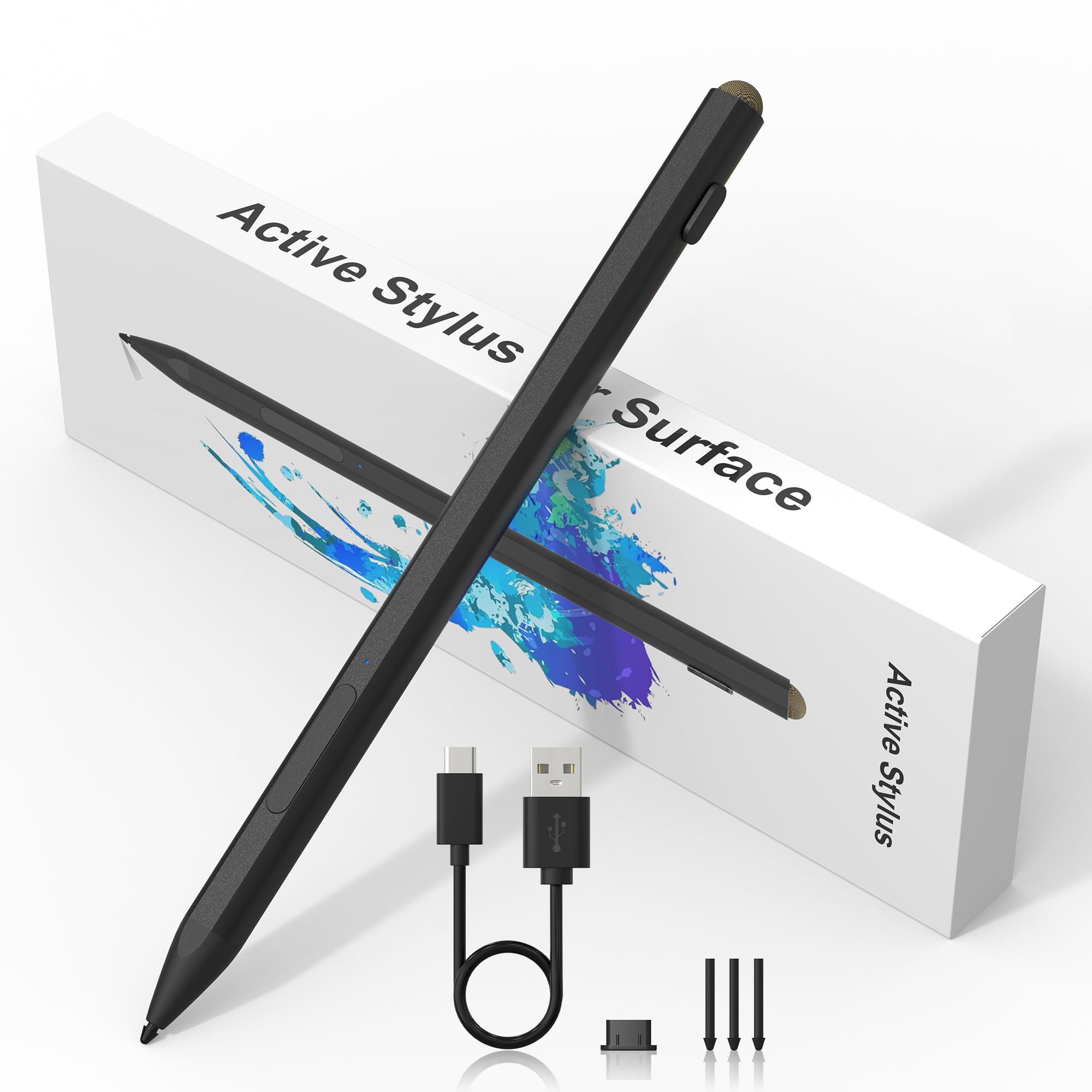 Surface Pen for Surface Pro 11/X/9/8/7/6/5/4/3, Surface Go 4/3/2, Surface Laptop/Studio/Book 4/3/2 Stylus Pen with Palm Rejection and Rechargeable,