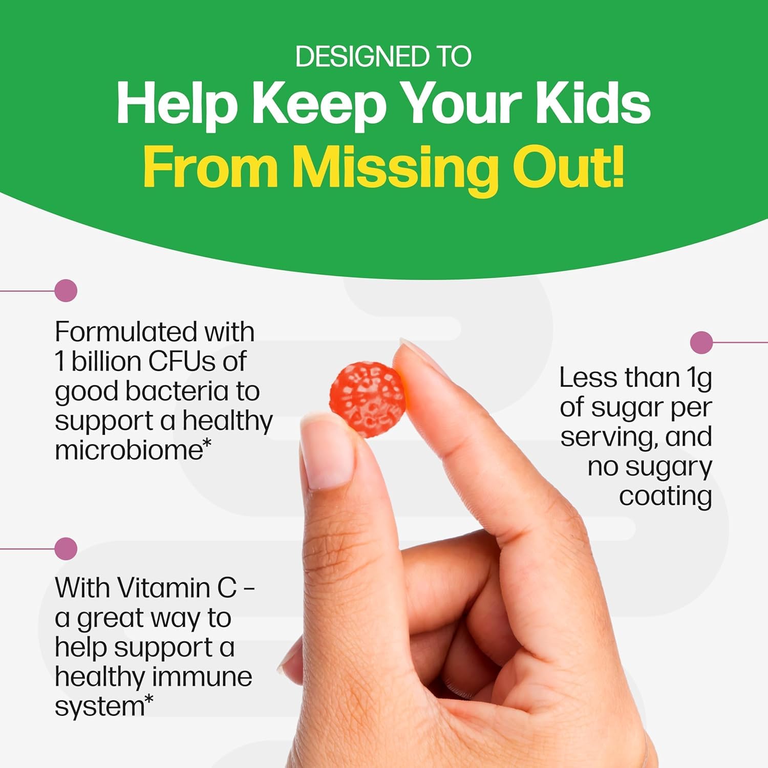 Culturelle Kids Probiotic + Veggie Fiber Gummies, Ages 3+, Berry, 60 Count — Amazon image 6