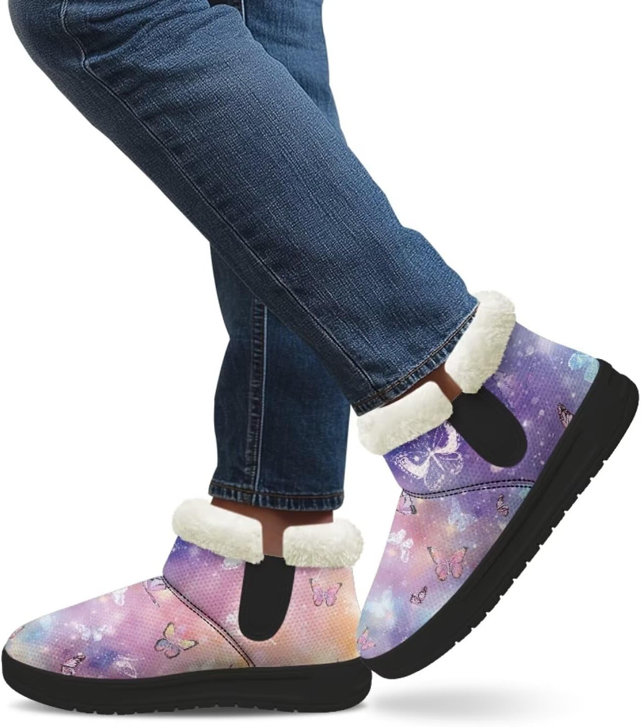 Women's Christmas Snow Boots Soft Plush Ankle Shoes Anti-Slip Sole Winter Booties for Women Cold Weather