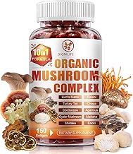 10 in 1 Lions Mane Mushroom Supplement with Turkey Tail, Reishi,Cordyceps, Chaga & More - Brain Supplements for Memory and Focus-150 Softgels