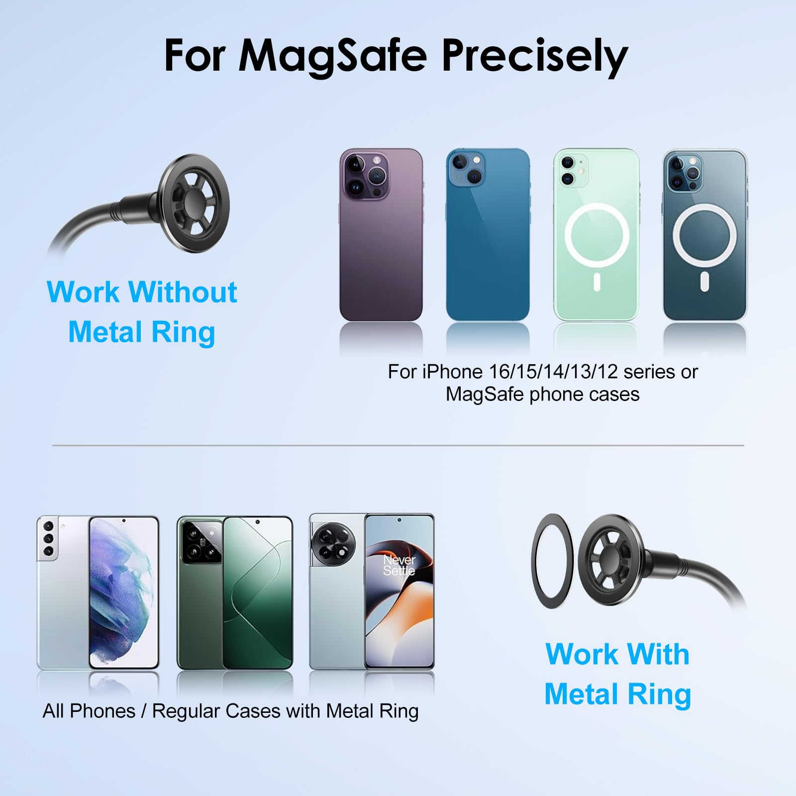 EEEKit Supporto magnetico per telefono a collo di cigno per manubrio moto, per iPhone Magsafe e tutti gli smartphone, per cyclette fisse e tapis roulant